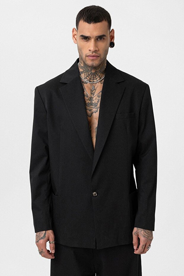 Oversize Blazer Ceket Siyah - 1