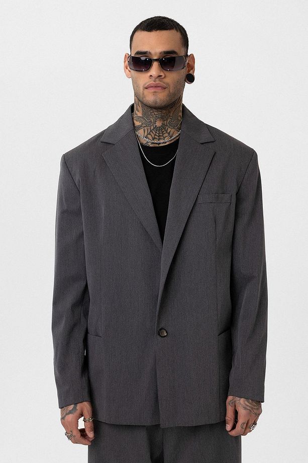 Oversize Blazer Ceket Antrasit - 1