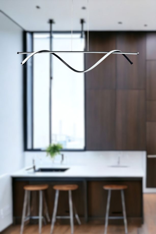 Eclipse Modern Tasarım Siyah Renk Beyaz Ledli Cafe - Mutfak - Salon 2 Li Led Avize - 1