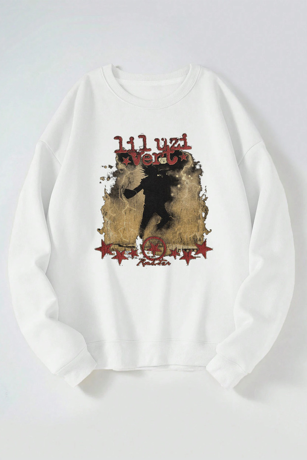 Lil Uzi Vert Printed Women'S/Men's White Crew Neck Cotton Sweatshirt