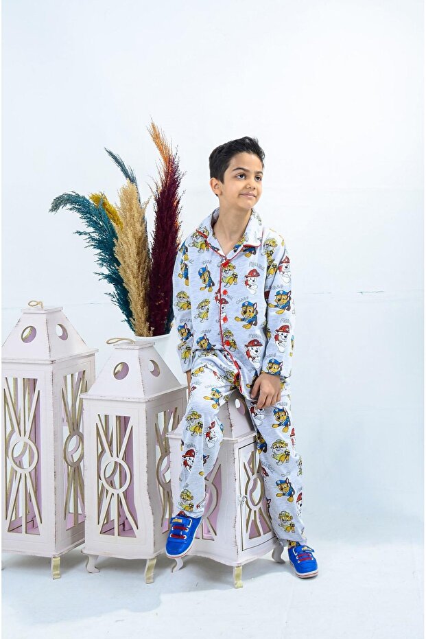 طقم بيجامة للأولاد منقوشة - 1