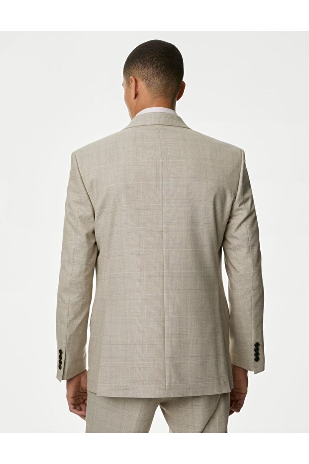 Regular Fit Ekose Desenli Klasik Ceket - 4