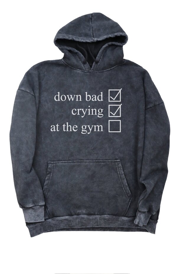 Unisex at the Gym Written Hooded Washable Sweatshirt, Oversize Gym Printed Vinage Hoodie