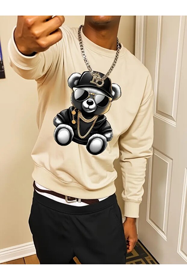 Men's Plus Size Printed Crew Neck Sweatshirt