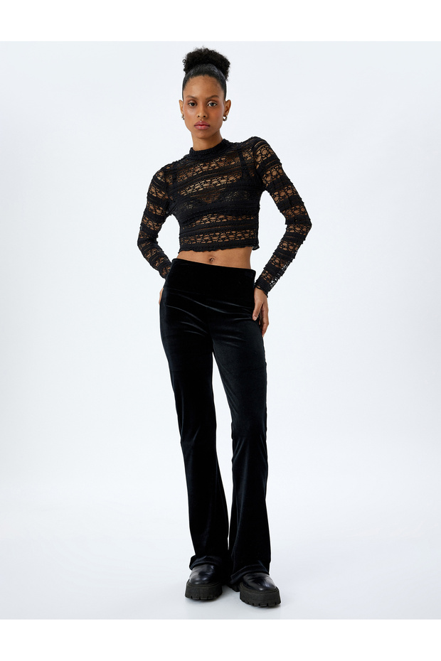High Waist Spanish Leg Velvet Leggings