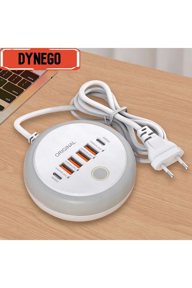 50W Çoklu Port USB-C Hızlı Şarj Adaptörü 4USB + 2Type-C Gece Lambalı iPhone 12 13 Uyumlu - 2