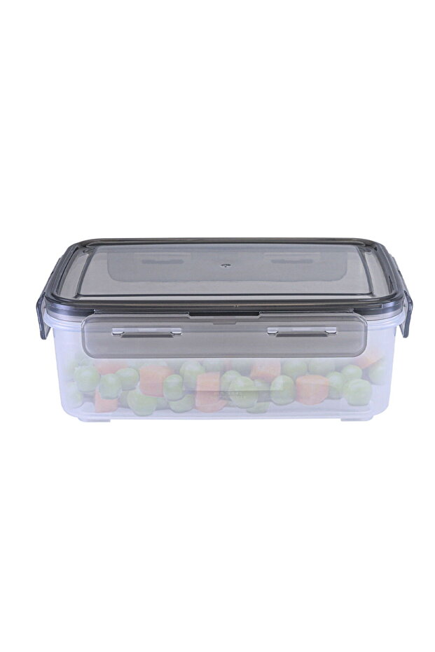 Al Saif Gallery Plastic Food Container with Lid, 1.4 L, 21x15x7 cm, Rectangle - Gray