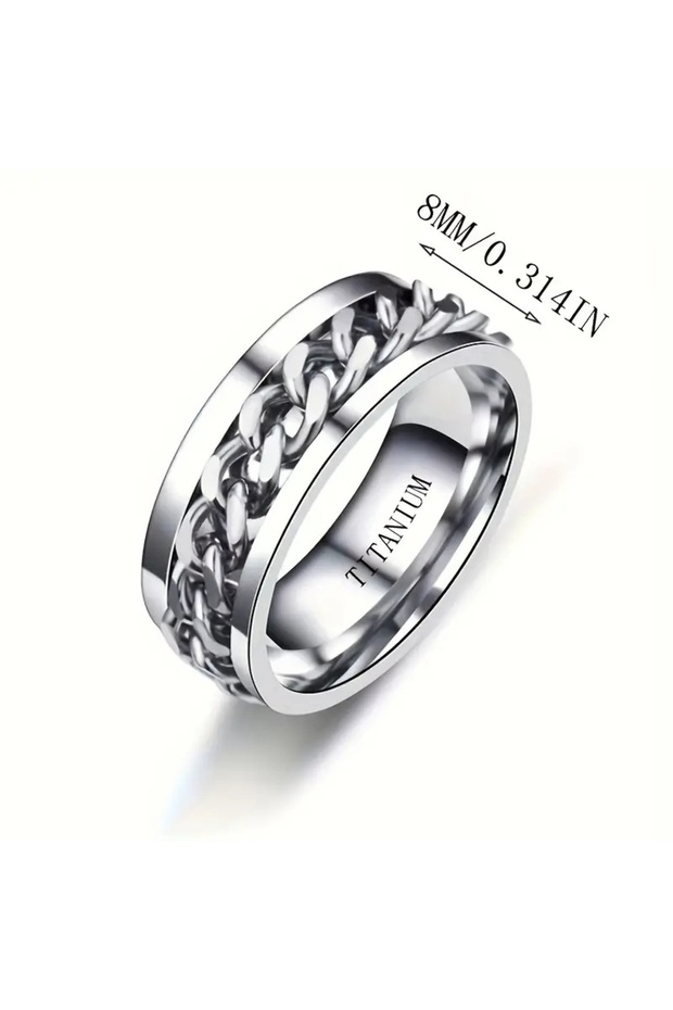 PANASH Erkekler için 8mm Titanyum Çelik Yüzük - 2