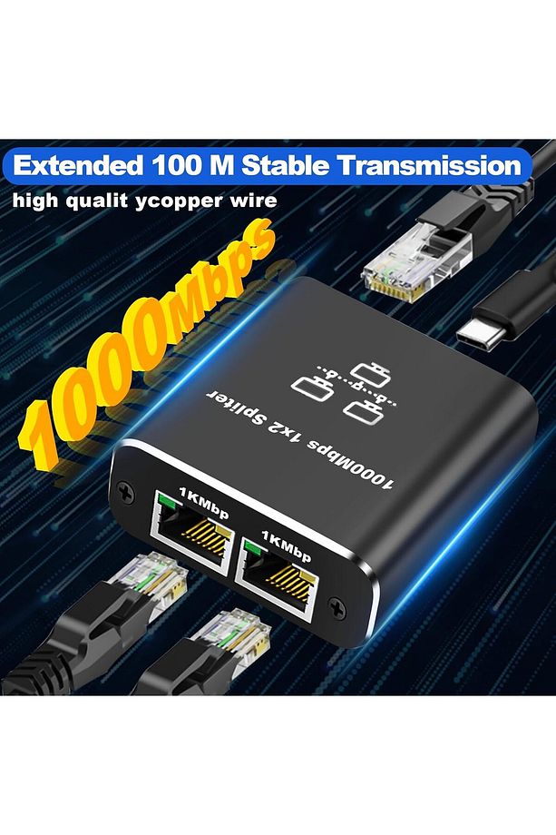 1 Gigabit Ethernet Anahtarı 2 Bağlantı Noktalı 1000Mbps, RJ45 1 ila 2 Ethernet Splitter ZR861 - 3