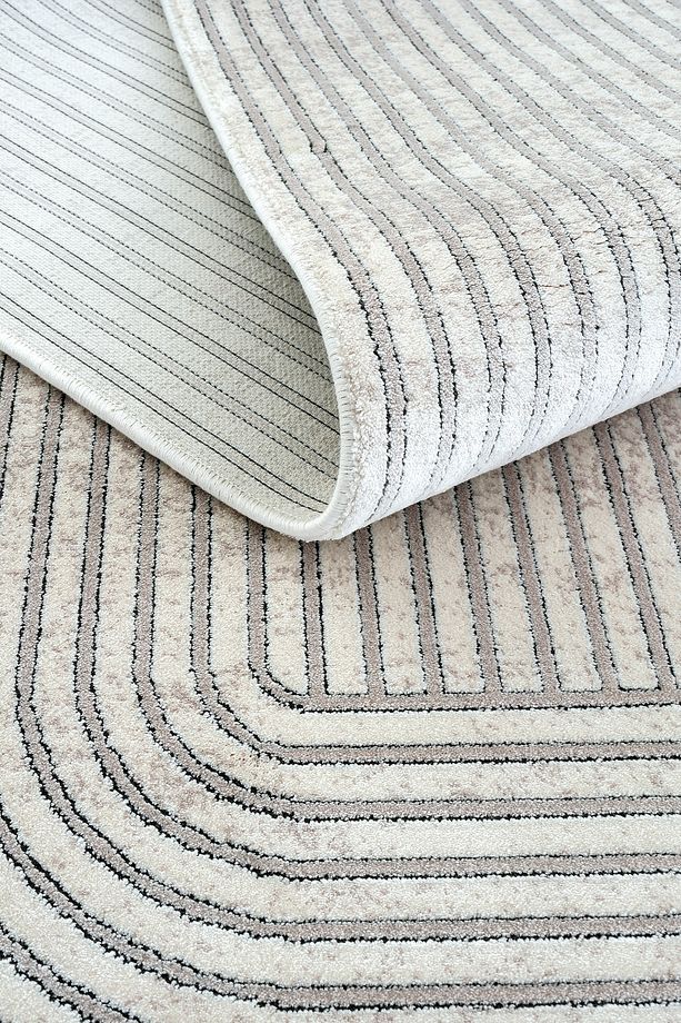 Design 03 Krem Bej Salon Halısı Geometrik Desen Yüksek Kalite Sık Dokuma Modern Oturma Odası Halısı - 9