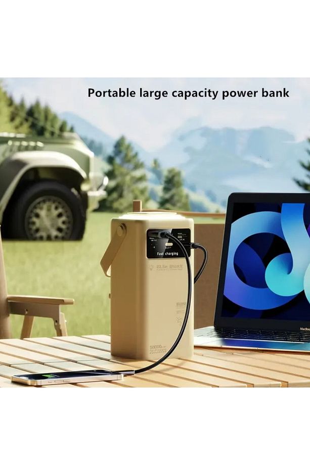 50.000 Mah 22.5W Hızlı Şarj Powerbank El Feneri Özellikli USB, Micro, USB-C, Lightning Girişli - 4