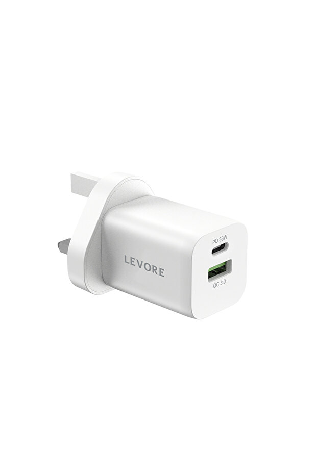Wall Charger 33W USB-C PD and USB-A Port - White
