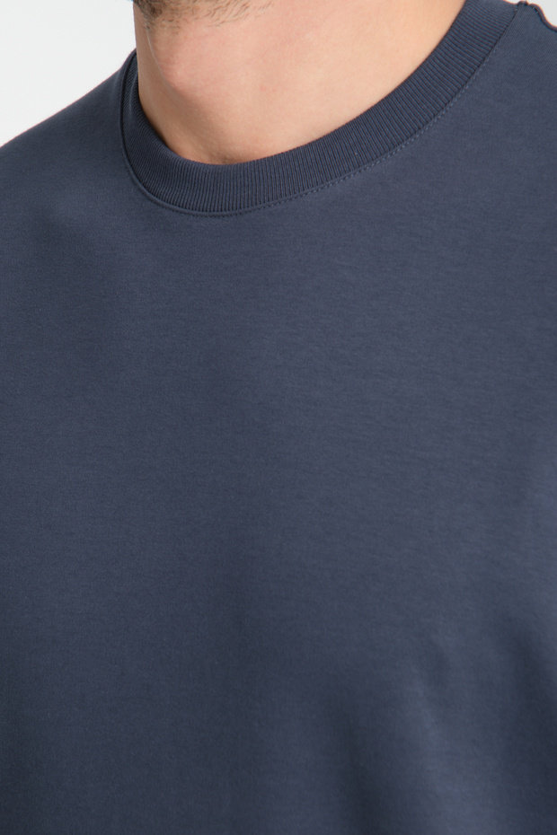 2857 Massimo Men's Navy 100% Supima Cotton Stretchy Fabric Regular Fit Crew Neck T-Shirt