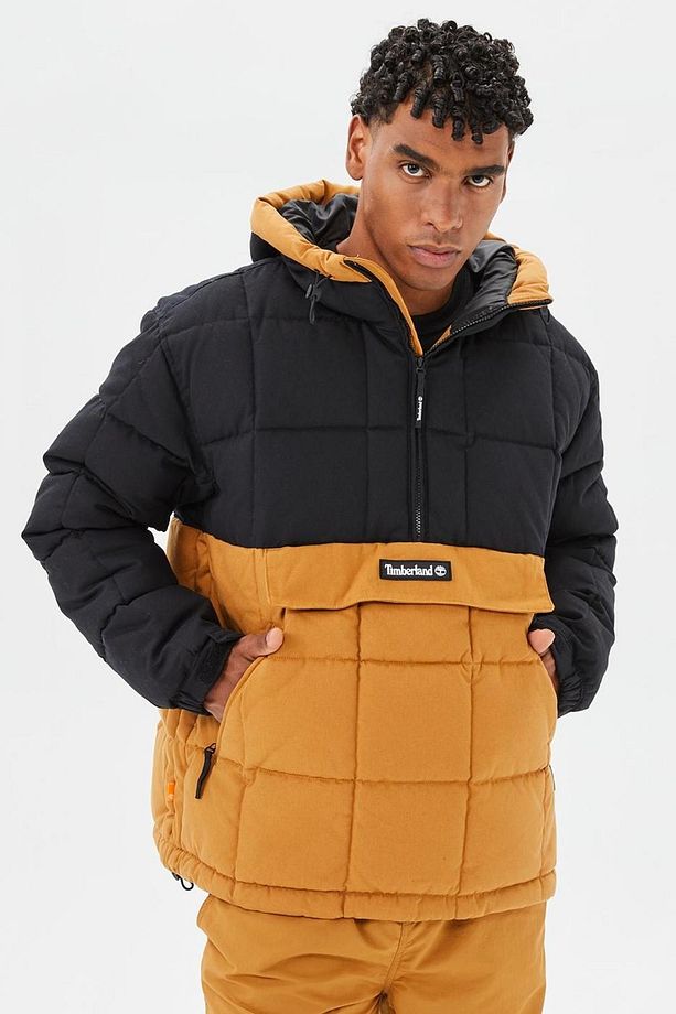 Progressive Utility Pullover Puffer Erkek 1/2 Fermuarlı Kapüşonlu Şişme Mont Taba-siyah - 1