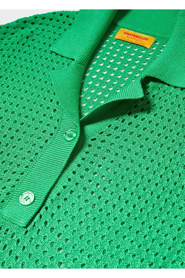 Oversize delikli dokuma polo - 5