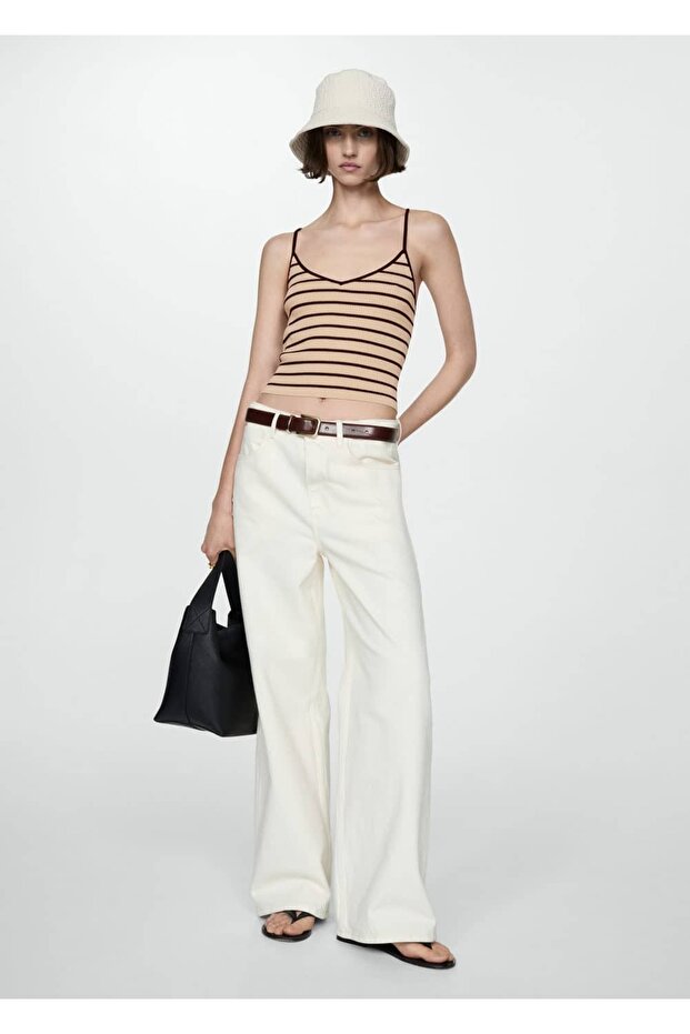 İnce askılı ribana bluz - 2