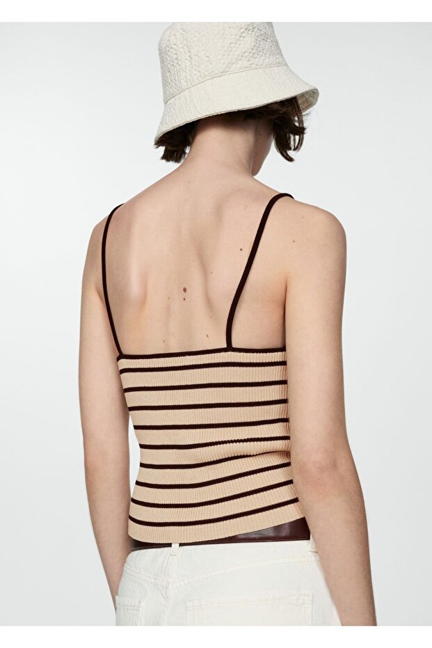 İnce askılı ribana bluz - 4