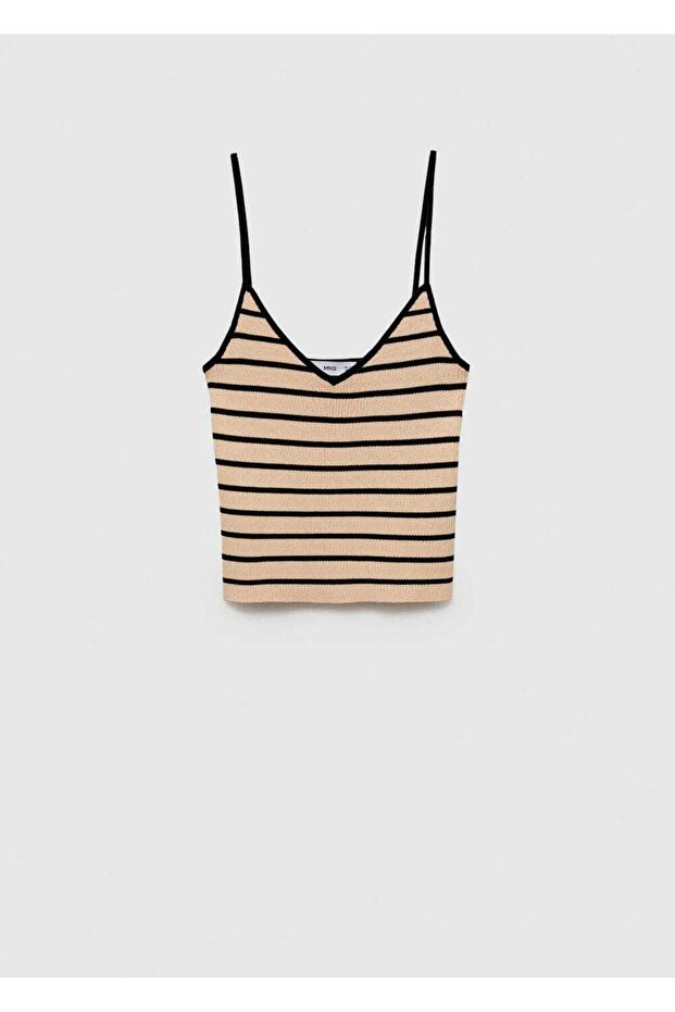 İnce askılı ribana bluz - 3