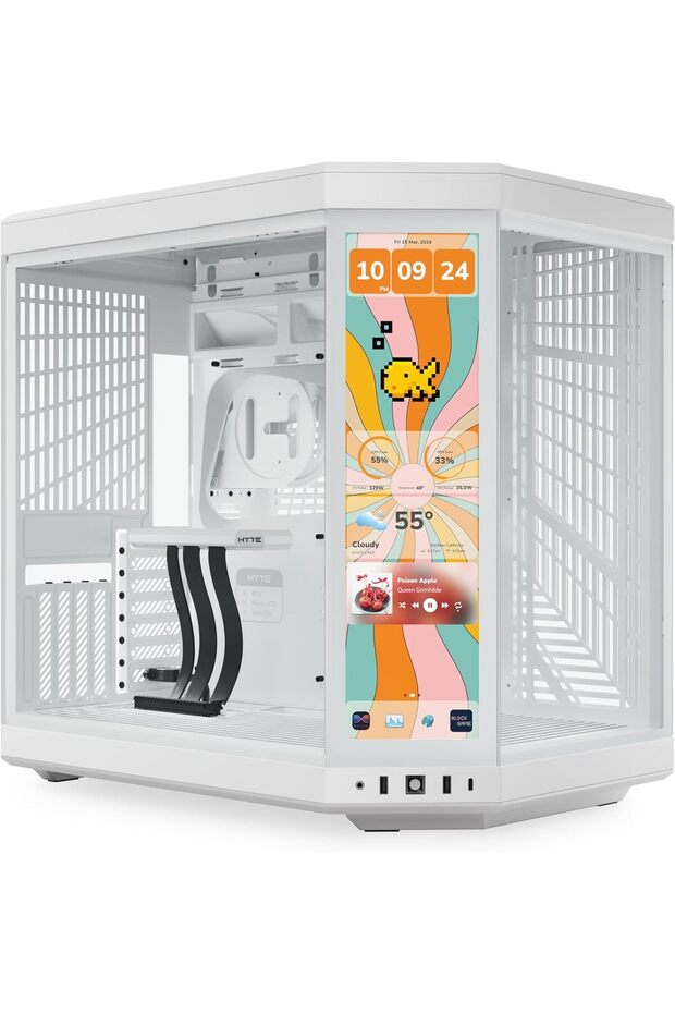 علبة كمبيوتر Y70 Touch Infinite متوسطة الحجم E-ATX - بيضاء - 1