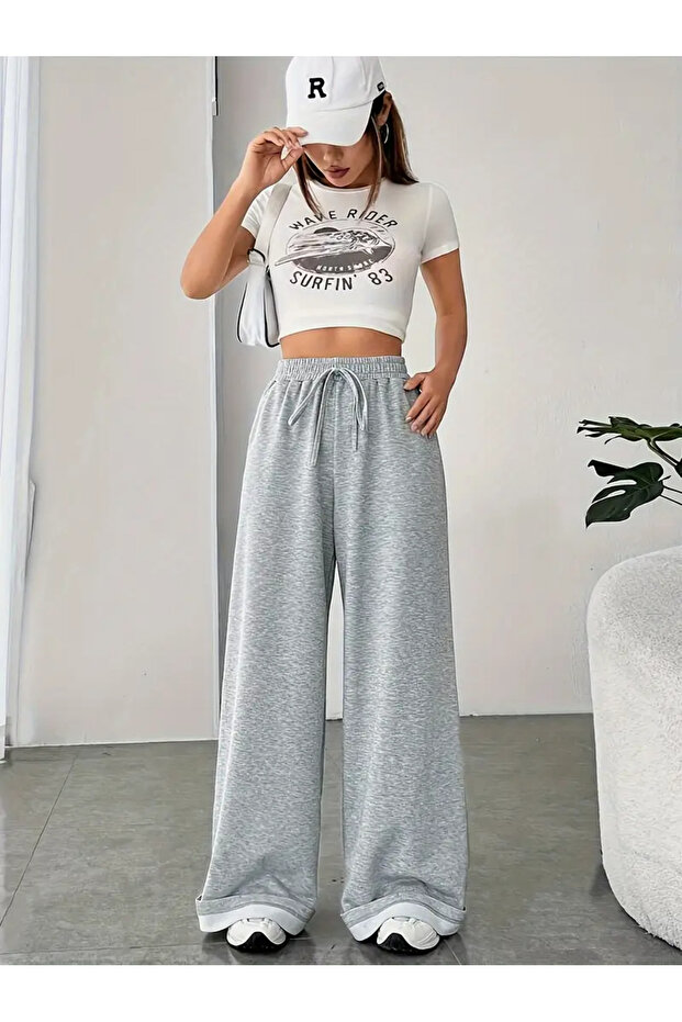Women's Gray Baggy Loose Fit Flexible Comfortable Fabric Sweatpants Shah Modahgd
