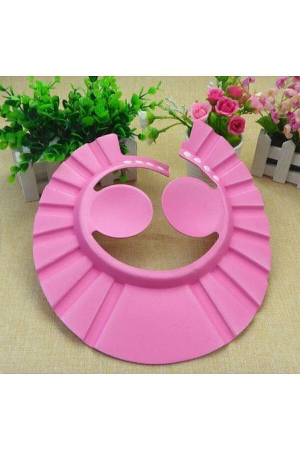 Bebek Banyo Şampuan Siperi Şapkası Köpük Siperlik Pembe - 1