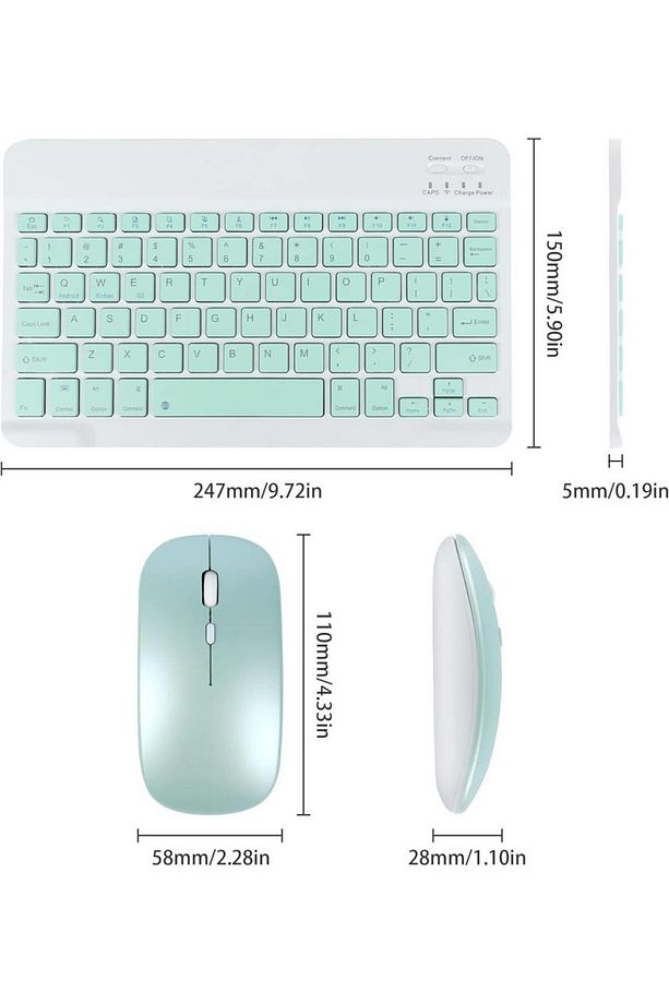 Huawei MatePad SE (2024) 11" Uyumlu Kablosuz Bluetooth Şarj Edilebilir Klavye Mouse Seti - Yeşil - 7