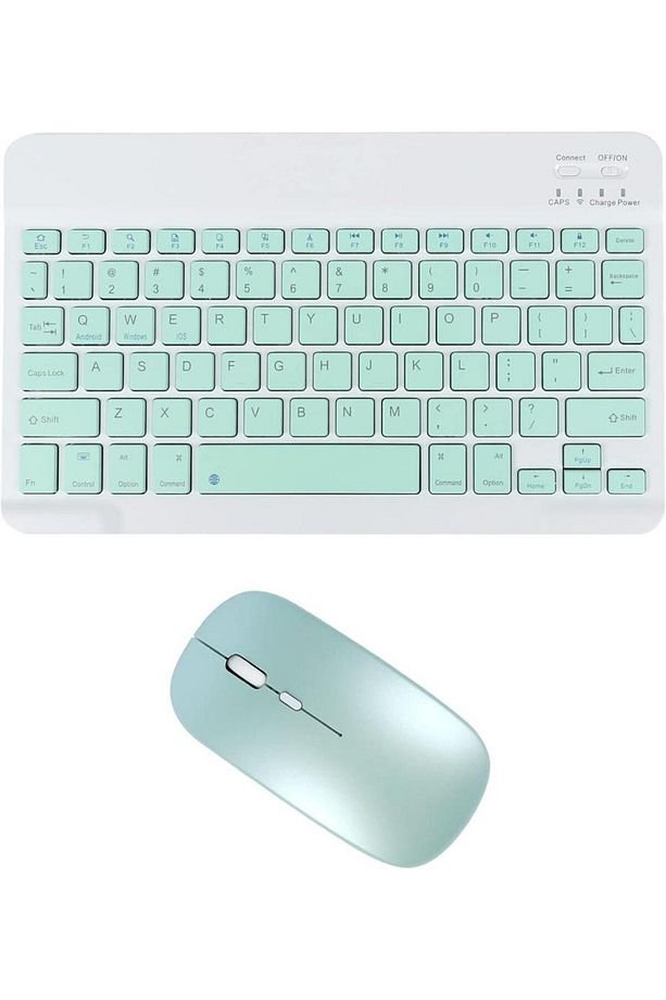 Huawei MatePad SE (2024) 11" Uyumlu Kablosuz Bluetooth Şarj Edilebilir Klavye Mouse Seti - Yeşil - 1