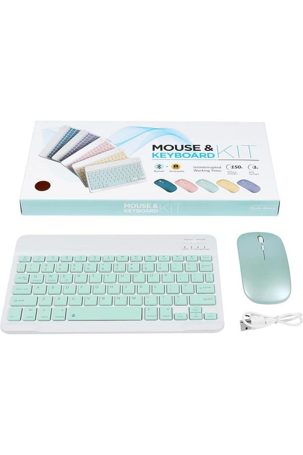 Huawei MatePad SE (2024) 11" Uyumlu Kablosuz Bluetooth Şarj Edilebilir Klavye Mouse Seti - Yeşil - 8