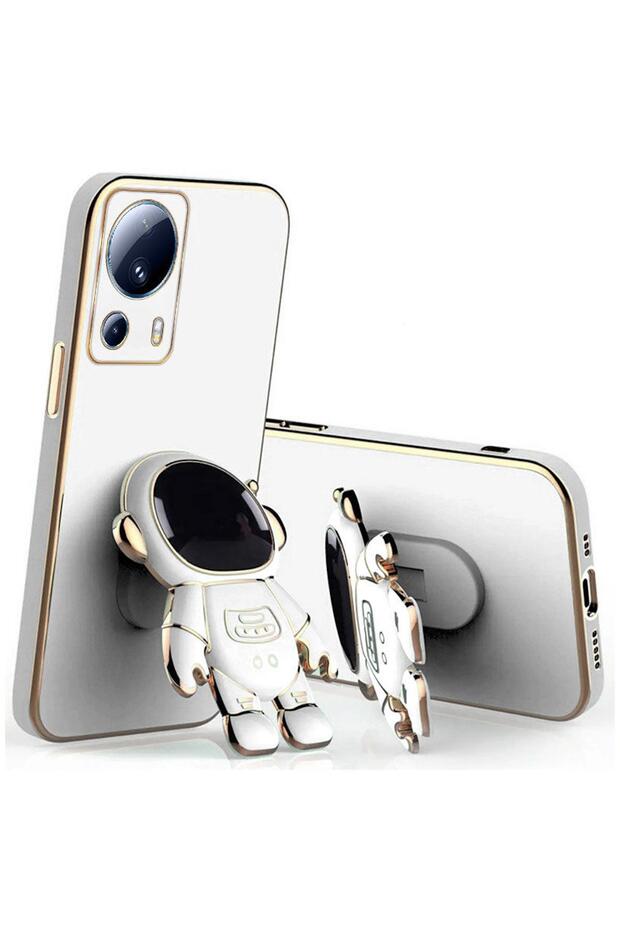 Xiaomi Mi 13 Lite Compatible Case Astronaut Silicone Case with Stand White