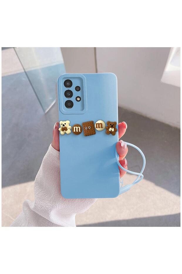 Samsung Galaxy A72 5g Compatible Case Love Bear Silicone Case Brown - Light Blue