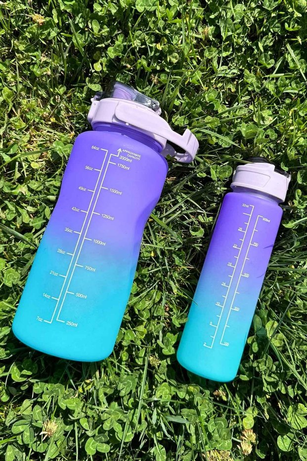 Motivational 2-Piece Water Bottle Water Bottle 2 Lt 900ml Baby Sports Gym Water Bottle