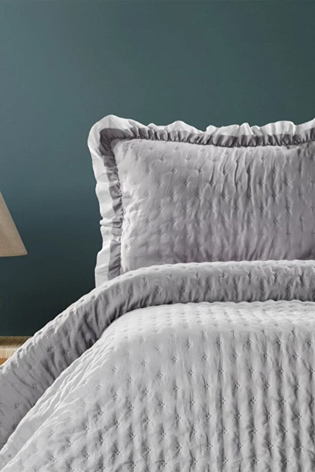 Lima Gri Çift Kişilik Yatak Örtüsü Seti - 3