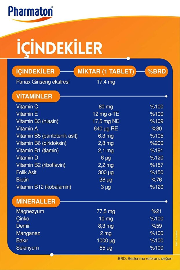 Vitality 30 Tablet - Ginseng G115, Multivitamin Ve Mineraller - 6