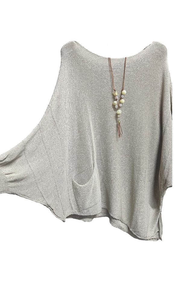 Merserize oversize asimetrik tek cepli triko - 2