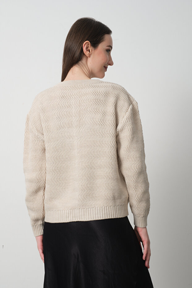 Buttoned Wave Pattern Cardigan - 7