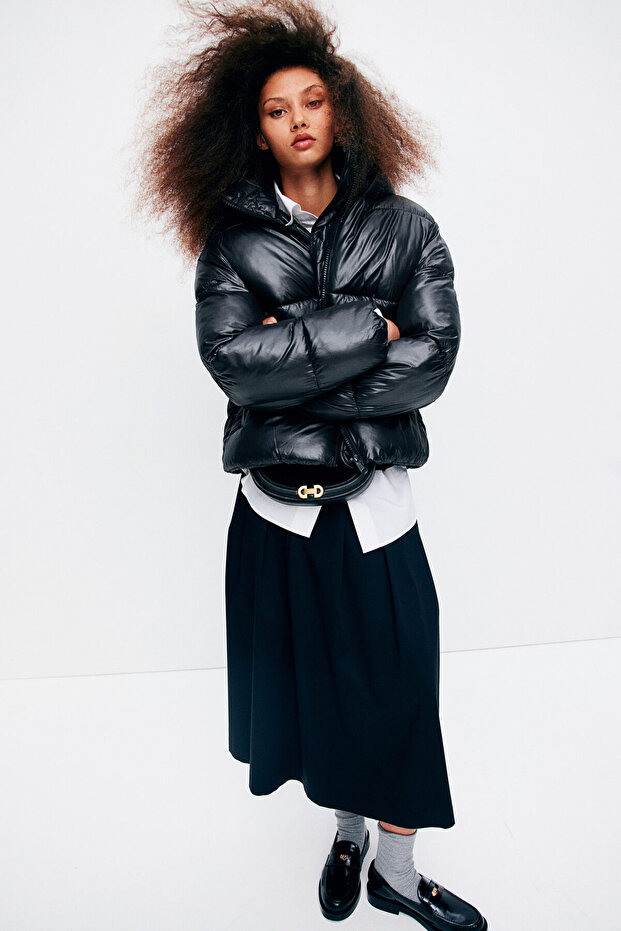 Kapüşonlu Pofuduk Ceket - 1