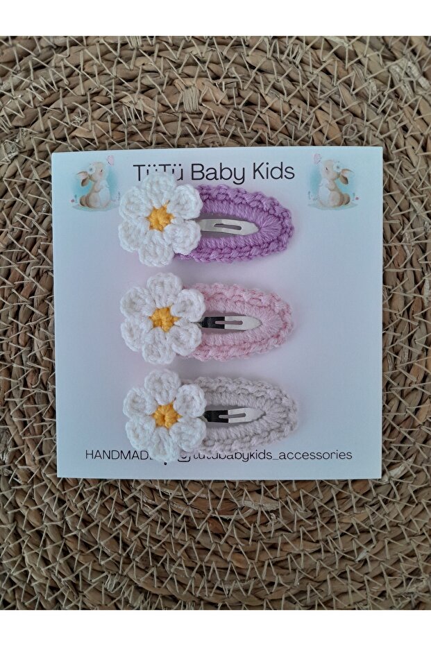 Daisy Figured Baby and Child Hand Knitted Snap 3-Piece Buckle Set