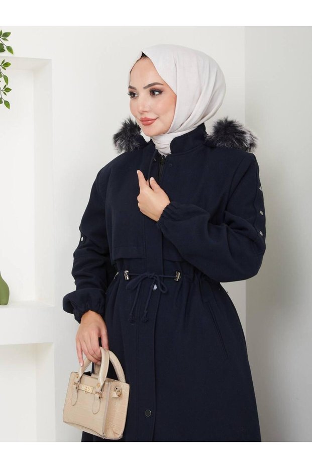 Women's Battal Size Full-Size Lined Waist Adjusted Long Spoon with Zipper
