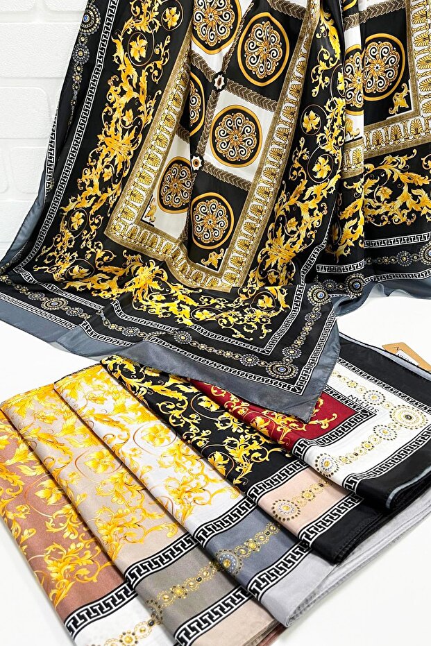 شال حريري - SLT2853-10 - نمط مستورد - رمادي - 6