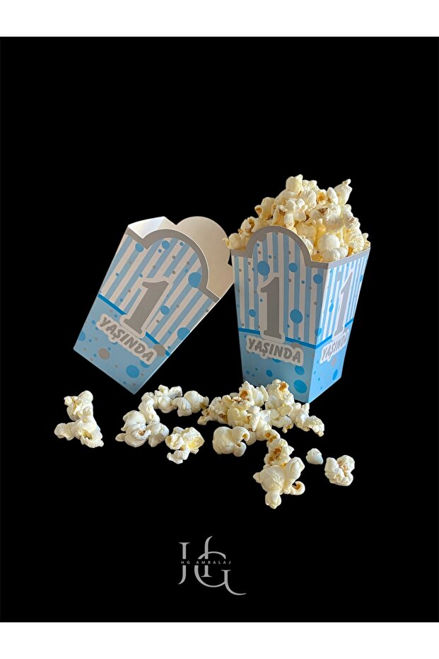1 Yaş Temalı Popcorn Mısır Kutusu, Patlamış Mısır Kutusu , Küçük Boy, 8 Adet - 3