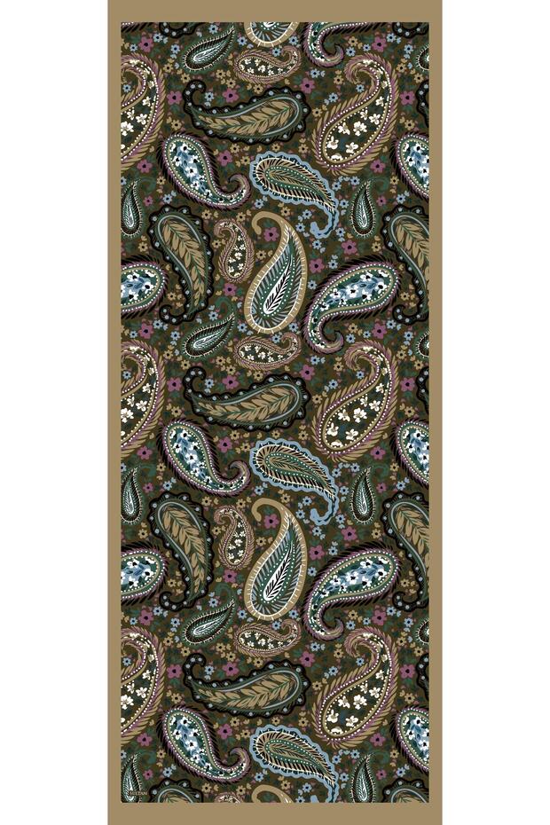 Soft Pamuk Şal - Şal Desen - SLT3079-16 - Yeşil, Mavi - 5