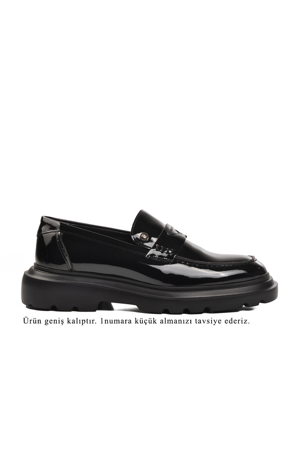 700920 Black Patent Leather Genuine Leather Men's Loafer Shoes