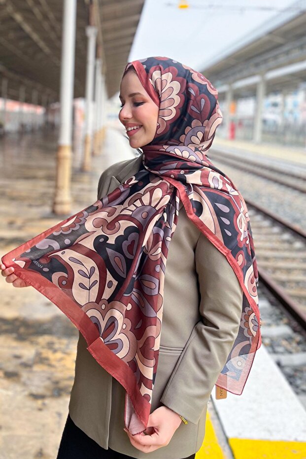 Soft Pamuk Şal - Mira Desen - SLT2527-20 - Kahve, Siyah, Bej - 4