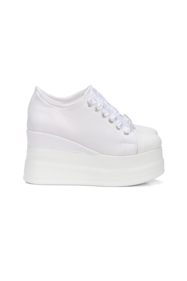 Women's High Wedge Heels White Sports Wedding Dress Shoes Very Comfortable