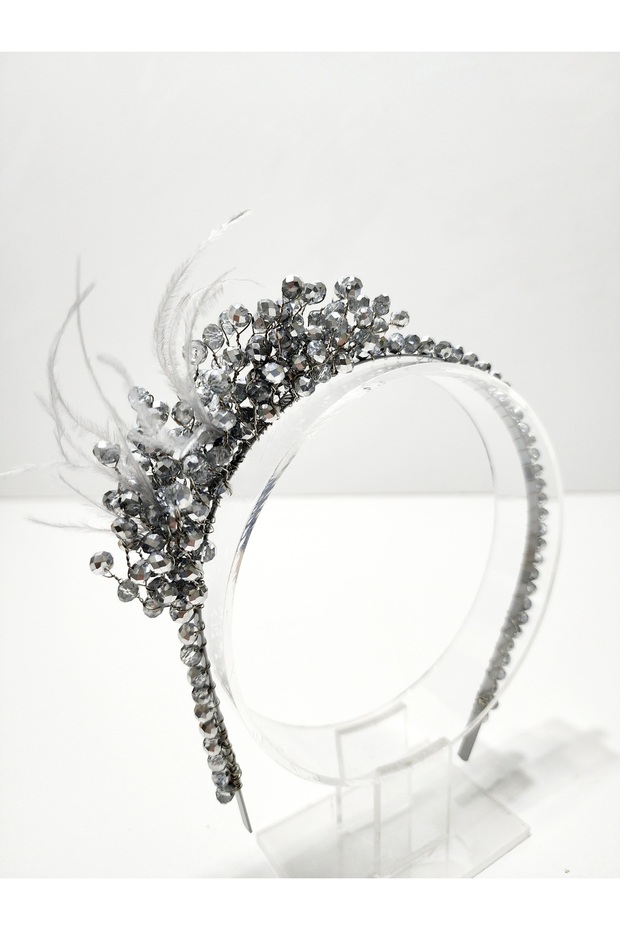 BRIDE-AFTER PARTY WOMEN'S CROWN WITH BIRD FEATHER AND GLASS BEADS