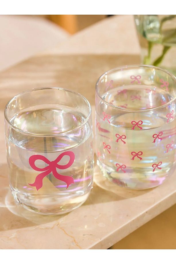 LCW HOME Pembe Kurdele Baskılı Cam Su Bardağı Seti 3'lü 280 Ml - 3
