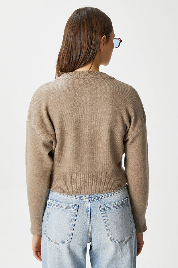 Kadın Tilia Crop Vizon Örgü Hırka - 4