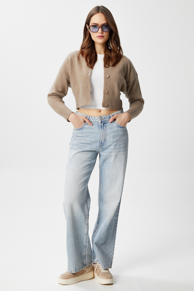 Kadın Tilia Crop Vizon Örgü Hırka - 8