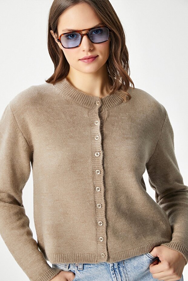 Kadın Nina Bisiklet Yaka Vizon Basic Hırka - 7