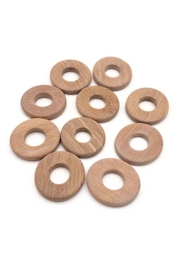 Angel Bag Accessory 3 cm Flat Wooden Ring 10 Pieces